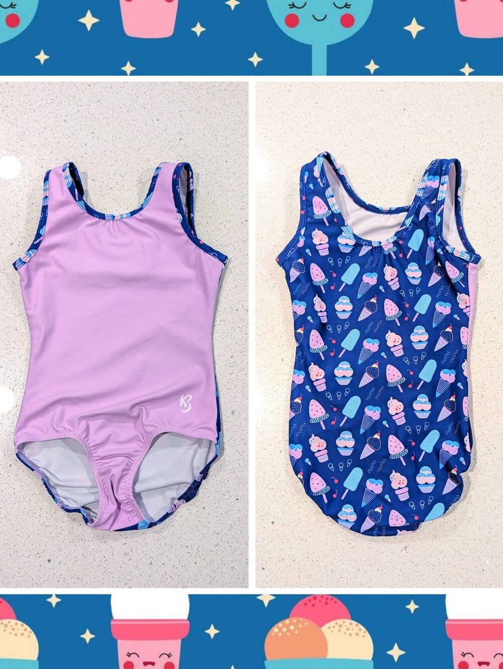 BIRTHDAY Kbee Gymnastics Dance Leotard CM Medium 10-11 Lilac Ice Cream FLIPSIDE